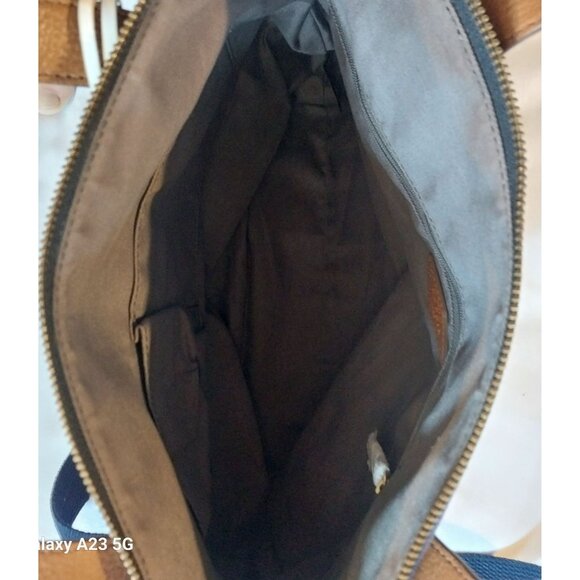 Fossil Womens Multicolor Canvas & Leather Tote Bag With Adjustable Strap & Inter - Picture 5 of 10